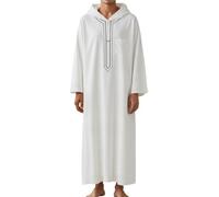 YOSUWOAI Djellaba Herren Muslim Ramadan Qamis mit Kapuze Gebet Islamisch Abaya Langarm Kamis Marokkanisch Kaftan Jelaba Kaftan Muslimische Kleider Ethnisch Maxikleid Ramadan Thobe