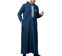 YOSUWOAI Djellaba Herren Muslim Ramadan Qamis mit Kapuze Gebet Islamisch Abaya Langarm Kamis Marokkanisch Kaftan Jelaba Kaftan Muslimische Kleider Ethnisch Maxikleid Ramadan Thobe
