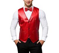 YOSUWOAI Glitzer Weste Herren Pailletten Anzugweste Casual Paillettenweste Elegant Trachtenweste Glänzende Glitzerweste V-Ausschnitt Ärmellose Herrenweste Festlich Outfit