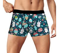 YOSUWOAI Herren Boxershorts Happy Easter Hase Unterhosen Bequem Weich Unterwäsche Sport Unterhose Atmungsaktiver Herrenunterwäsche Osterhasen-Serie Shorts Hipster Underwear