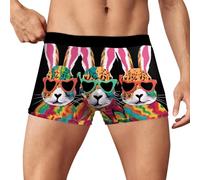 YOSUWOAI Herren Boxershorts Happy Easter Hase Unterhosen Bequem Weich Unterwäsche Sport Unterhose Atmungsaktiver Herrenunterwäsche Osterhasen-Serie Shorts Hipster Underwear