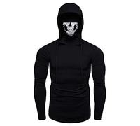 YOSUWOAI Herren Ninja Hoodies mit Maske Langarm Sweatshirts High Neck Slim Fit Pull Sport Hooded Top Bequem Winterpullover Warm Pullover Sweater mit Kapuze Einfarbige Kapuzenpulli