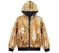YOSUWOAI Herren Pailletten Kapuzenjacke Karneval Kostüme 70er 80er Jahre Disco Glitzer Mantel mit Reißverschluss Mottoparty Jacke Club Rock Outfit Warm Hip Hop Winterjacke Bequem Outdoorjacke