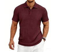 YOSUWOAI Herren Poloshirt Kurzarm Strick T-Shirt Männer Sommer Regular Fit Polohemd Einfarbig Knopfleiste Golf Shirts Basic Freizeit Poloshirts Outdoor Freizeithemd Klassisch Sommershirt