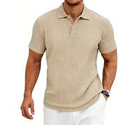 YOSUWOAI Herren Poloshirt Kurzarm Strick T-Shirt Männer Sommer Regular Fit Polohemd Einfarbig Knopfleiste Golf Shirts Basic Freizeit Poloshirts Outdoor Freizeithemd Klassisch Sommershirt