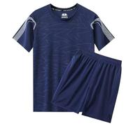 YOSUWOAI Herren Schlafanzug Kurz Pyjama Sets Shorty Hausanzug Zweiteiler Kurzarm Schlafanzüge mit Shorts Loose fit Nachthemd und Schlafshorts Leichte Atmungsaktiv T-Shirt + Shorts Tracksuit