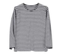 YOSUWOAI Herren Schlafanzug Langarm Pyjama Weich Hausanzug Rundhals Loose T-Shirt Baumwolle Bequem Nachtwäsche Kuschelig Gestreifter Sleepwear Tops Herbst Winter Unterhemd Oberteil Casual Outwear