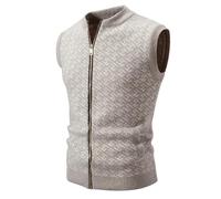 YOSUWOAI Herren Strickweste Ohne Ärmel Strickjacke Cardigan Feinstrick Pullover mit Reißverschluss Ärmellose Pullunder Weste Outdoor Freizeit Strick Weste Bequem Weich Knitted Weste