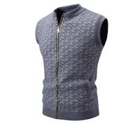 YOSUWOAI Herren Strickweste Ohne Ärmel Strickjacke Cardigan Feinstrick Pullover mit Reißverschluss Ärmellose Pullunder Weste Outdoor Freizeit Strick Weste Bequem Weich Knitted Weste