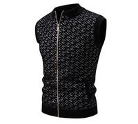 YOSUWOAI Herren Strickweste Ohne Ärmel Strickjacke Cardigan Feinstrick Pullover mit Reißverschluss Ärmellose Pullunder Weste Outdoor Freizeit Strick Weste Bequem Weich Knitted Weste