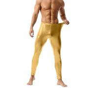 YOSUWOAI Herren Strumpfhosen Glänzend Leggings Männer Hoher Taille Lang Hose Bequem Feinstrumpfhose Elastische Enge Fitness Hose Atmungsaktiv Sport Freizeithose Weich Sporthose