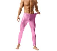 YOSUWOAI Herren Strumpfhosen Glänzend Leggings Männer Hoher Taille Lang Hose Bequem Feinstrumpfhose Elastische Enge Fitness Hose Atmungsaktiv Sport Freizeithose Weich Sporthose