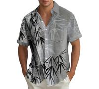 YOSUWOAI Herren Vintage Bowling Shirt 1950er Retro Rockabilly Stil Hawaiihemden Kurzarm Button Down Musik Strandhemd Männer Funky Hawaiihemd Sommer Blumenmuster Urlaub Strandhemden