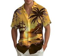 YOSUWOAI Herren Vintage Bowling Shirt 1950er Retro Rockabilly Stil Hawaiihemden Kurzarm Button Down Musik Strandhemd Männer Funky Hawaiihemd Sommer Blumenmuster Urlaub Strandhemden