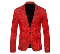 YOSUWOAI Herren Weihnachten Anzugjacke Slim fit Sakko Weihnachten Blazer Business Anzugjacken Christmas Festlich Freizeitjacke Langarm Weihnachtsblazer Weihnachtsmotiv Weihnachtsjacke