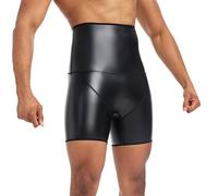 YOSUWOAI Herren Wetlook Leggings Glanz Lederimitat Hose Hohe Taille Bauchweg Body Shaper Kompression Strumpfhose Sporthose Tights Clubwear Schwarz Lederhose Eng Strumpfhosen