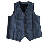 YOSUWOAI Herren Wildleder Anzug Weste Western Cowboy Weste Normale Passform Anzugweste Elegant Bräunungsweste Trachten Partyweste Vintage Stil Herrenweste Schmale Weste Cowboyweste