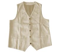 YOSUWOAI Herren Wildleder Anzug Weste Western Cowboy Weste Normale Passform Anzugweste Elegant Bräunungsweste Trachten Partyweste Vintage Stil Herrenweste Schmale Weste Cowboyweste