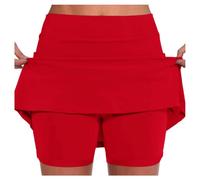 YOSUWOAI Hosenrock Damen Kurz 2 in 1 Sport Shorts Rock mit Hose Sommer Tennisrock Casual Hohe Taille Laufrock Leicht Skort für Golf Wandern Radfahren Sportrock mit Taschen