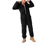 YOSUWOAI Jumpsuit Herren Damen Kuschelig Doppelseitiger Samt Schlafanzug Plüsch Lang Pyjama Winter Warm Overall Schlafoverall mit Reißverschluss und Taschen Teddy Fleece Einteiler Onesie