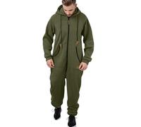 YOSUWOAI Jumpsuit Herren Jogging Hoodie Onesie Oversize Trainingsanzug Kuschelig Weicher Hausanzug Winter Dicke Warm Pyjama Bodysuit mit Reißverschluss Baggy Schlafoverall Overall mit Taschen