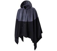 YOSUWOAI Kapuzenpullover Poncho Schal Herren Damen Bequeme Cape Mantel mit Kapuze Teenager Hip Hop Farbblock Kapuzenponcho Gotisch Punk Vintage Poncho Loose fit Cape Schal Pullover