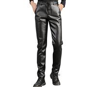 YOSUWOAI Lederhose Herren PU Leder Bikerhose Eng Motorrad Hosen Slim Fit Lange Hosen Weich Einfarbig Pants Punk Leder Hosen Party Hip Hop Herrenhosen Nachtclub Wetlook Strumpfhosen