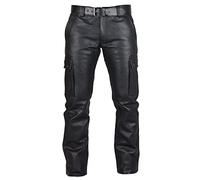 YOSUWOAI Lederhose Herren Sexy Kunstleder Hosen Party Club Freizeithosen Slim Fit Motorrad Lange Hosen Leder Leggings Retro Gothic Punk Hose Einfarbig Bikerhose