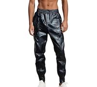 YOSUWOAI Lederhose Herren Wetlook Lack Leder Lang Motorrad Hosen Stretch Kunstlederhose Slim fit Anzughose Leggings Tights Erotik Pants Mottoparty Nachtclub Clubwear Leder Bikerhosen