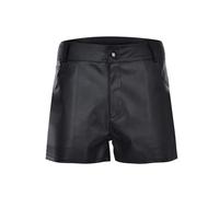 YOSUWOAI Lederoptik Gothic Kunstleder Shorts Herren Sexy PU Leder Einfarbig Ledershorts Bar Disco Bühnenkostüm Punk Reißverschluss Tanzen Kurze Hose Party Clubwear