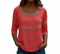 YOSUWOAI Musselin Bluse Damen Baumwolle Leinen Shirt Locker Bequem Longbluse Langarm leicht atmungsaktiv Geeignet für Urlaub Strand und warme Sommertage