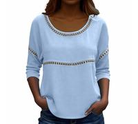YOSUWOAI Musselin Bluse Damen Baumwolle Leinen Shirt Locker Bequem Longbluse Langarm leicht atmungsaktiv Geeignet für Urlaub Strand und warme Sommertage