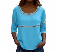 YOSUWOAI Musselin Bluse Damen Baumwolle Leinen Shirt Locker Bequem Longbluse Langarm leicht atmungsaktiv Geeignet für Urlaub Strand und warme Sommertage