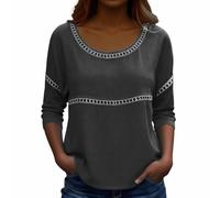 YOSUWOAI Musselin Bluse Damen Baumwolle Leinen Shirt Locker Bequem Longbluse Langarm leicht atmungsaktiv Geeignet für Urlaub Strand und warme Sommertage
