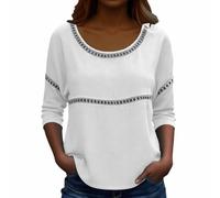 YOSUWOAI Musselin Bluse Damen Baumwolle Leinen Shirt Locker Bequem Longbluse Langarm leicht atmungsaktiv Geeignet für Urlaub Strand und warme Sommertage