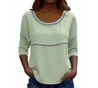 YOSUWOAI Musselin Bluse Damen Baumwolle Leinen Shirt Locker Bequem Longbluse Langarm leicht atmungsaktiv Geeignet für Urlaub Strand und warme Sommertage
