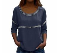 YOSUWOAI Musselin Bluse Damen Baumwolle Leinen Shirt Locker Bequem Longbluse Langarm leicht atmungsaktiv Geeignet für Urlaub Strand und warme Sommertage