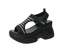 YOSUWOAI Orthopädische Sandalen Damen Slingback Sneaker Plateau Leder Slip-On Schuhe Sommer Sandaletten offene Zehensandalen Damenschuhe Klassische Sommerschuhe Bequeme Schlüpfschuhe