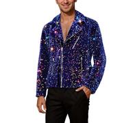 YOSUWOAI Pailletten Blazer Herren Karneval Sakko Glitzer Jacke Mantel 80er Jahre Outfit Bar Nachtclub Disco Nachtklub Festlich Outfits Hochzeit Party Herrenjacke
