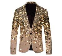 YOSUWOAI Party Blazer für Herren Glänzende Anzugjacke Karneval Pailletten Sakko 3D Druck Glitzer Businessjacke Slim fit EIN Knopf Blazer 70er 80er Jahre Disco Smokings Mottoparty Show Kleider
