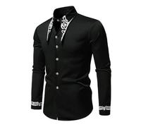 YOSUWOAI Sakko Herren Slim Fit Stehkragen Anzug Vintage Stickerei Drucken Blazer Elegant Hochzeit Anzug Klassisches Button Down Businesshemd Smoking Festlich Outwear Afrikanischer Adel Kleidung