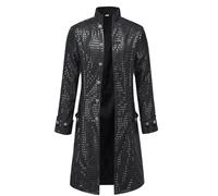 YOSUWOAI Steampunk Mantel Frack Herren Anzugjacke Mit Pailletten Glitzer Sakko Pailletten Anzugmantel Faschingskostüme Midi Glitzerjacke Viktorianischen Palast Gehrock Mittelalter Uniform