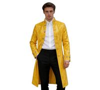 YOSUWOAI Steampunk Mantel Frack Herren Anzugjacke Mit Pailletten Glitzer Sakko Pailletten Anzugmantel Faschingskostüme Midi Glitzerjacke Viktorianischen Palast Gehrock Mittelalter Uniform