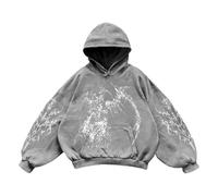 YOSUWOAI Sweatshirt Herren Y2K Vintage Totenkopf Print Casual Hoodie College Style Gothic Langarm Hoodies Lose Street Retro Sweatshirts Halloween Outfit Karneval Bequeme Kapuzenpullover