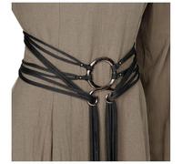 YOSUWOAI Taillenkette Aus Wikingerseil Langer Gürtel Mit Seilringen Und Knoten Mittelalterlicher Körperbund Wikinger Accessoire Retro Kreuzgürtel Wikinger Nordische Hexe Taillenband