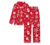 YOSUWOAI Weihnachts Pyjama Damen Lang Kuschelig Weihnachtspyjama 2 Teilig Schlafanzug Weihnachten Frauen Lustige Motive Zweiteiler Hausanzug Christmas Hemd Und Shorts Loungewear