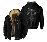 YOSUWOAI Wikinger Kostüm Herren Zip Hoodie Dicker Pullover Sweatjacke 3D-Druck Nordisches Fleece Kapuzenjacke Nordische Mythologie Winterjacke Viking Fleecejacke Kapuzenpullover