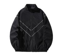 YOSUWOAI Windbreaker Herren Oversize Wasserdicht Regenjacke Y2K Teenager Vintage Stehkragen Übergangsjacke Patchwork Farbblock College Jacke Atmungsaktiv Softshelljacke Leichte Loose Winterjacke