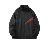 YOSUWOAI Windbreaker Herren Oversize Wasserdicht Regenjacke Y2K Teenager Vintage Stehkragen Übergangsjacke Patchwork Farbblock College Jacke Atmungsaktiv Softshelljacke Leichte Loose Winterjacke