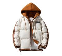YOSUWOAI Winter Jacket Herren Dicke Thermo Steppjacke mit Kapuzen Lockere Daunenjacke Farbblock Winterjacke mit Taschen Y2K Streetwear Puffer Jacket Bequeme Kapuzenjacke Weich Steppmantel
